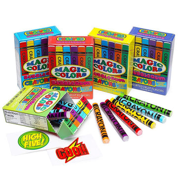 Magic Colors Bubble Gum Crayons Packs: 24-Piece Box - Candy Warehouse