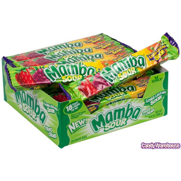 Mamba Fruit Chews Candy Bars - Sour: 24-Piece Box - Candy Warehouse