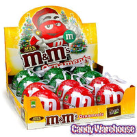 M&M's Candy Filled Tin Christmas Ornaments: 12-Piece Display - Candy Warehouse