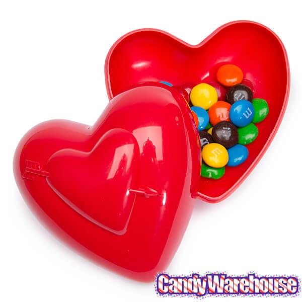 M&M's Candy Filled Valentine Heart Tins: 12-Piece Display - Candy Warehouse