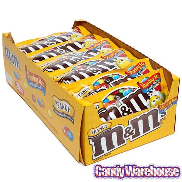 M&M's Candy King Size Packs Peanut 24Piece Box Candy Warehouse