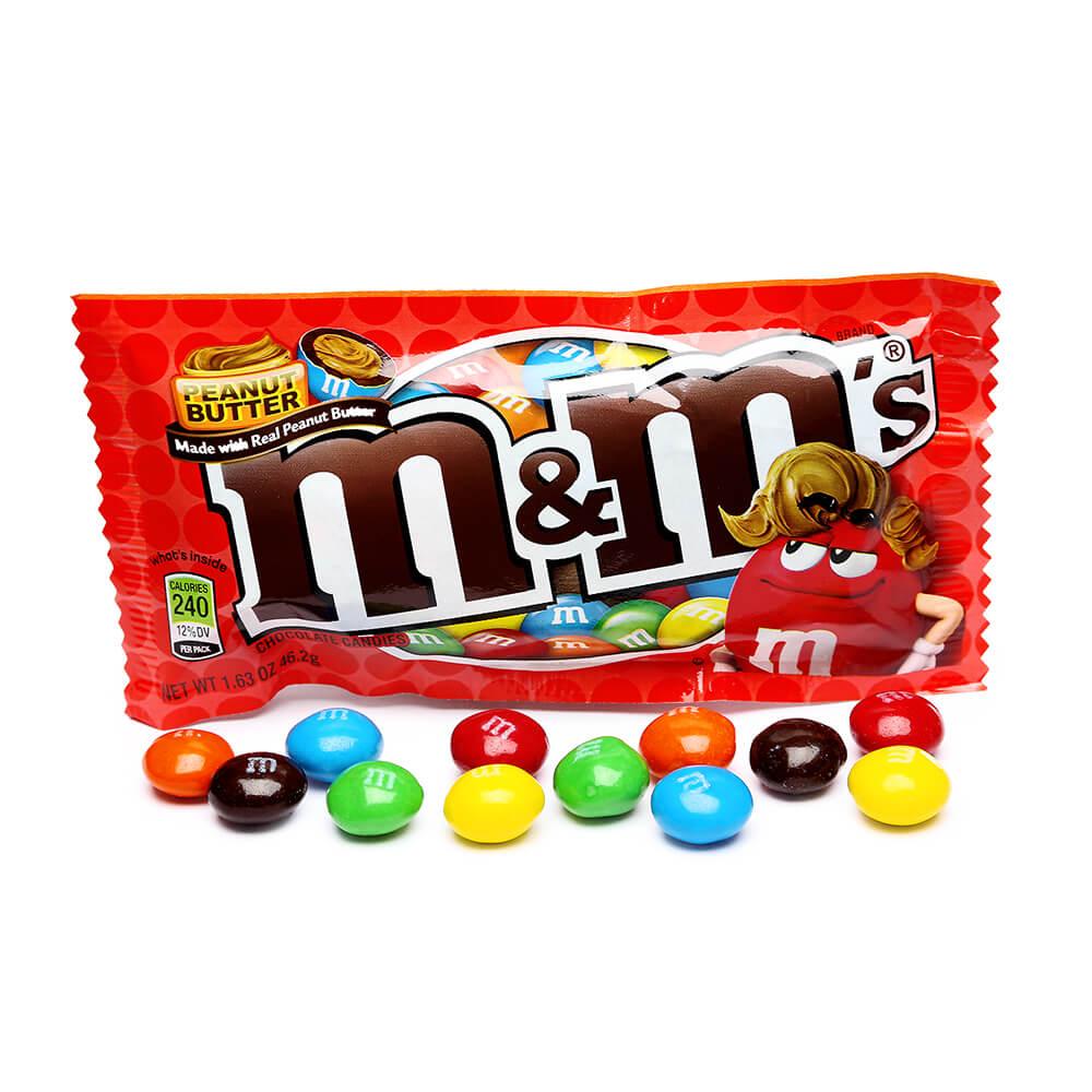 M&M's Candy Packs - Peanut Butter: 24-Piece Box - Candy Warehouse