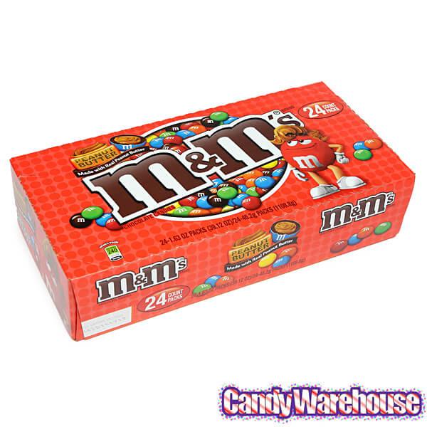 M&M's Candy Packs - Peanut Butter: 24-Piece Box - Candy Warehouse