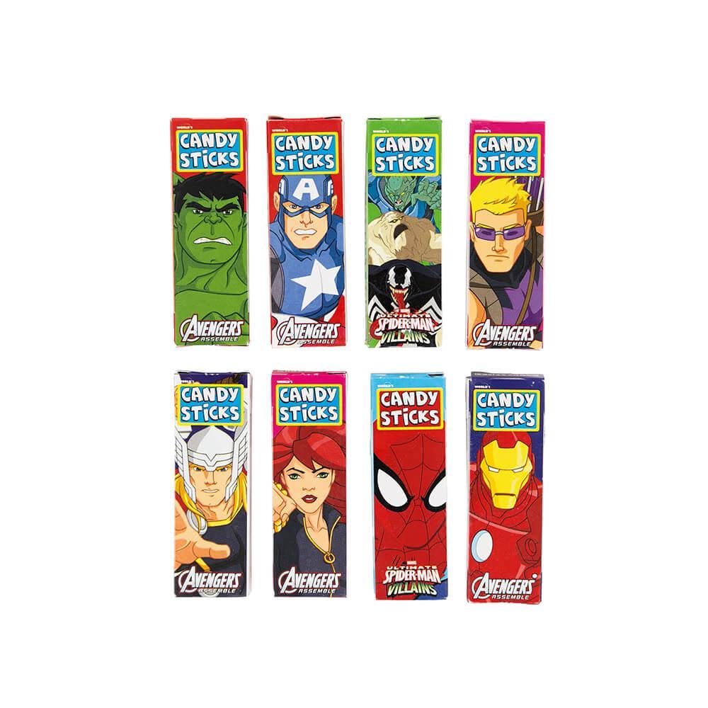 Marvel Cartoon Character Candy Sticks 2-Packs: 100-Piece Bag - Candy Warehouse