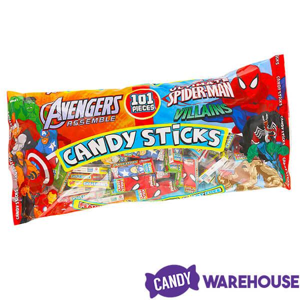 Marvel Cartoon Character Candy Sticks 2-Packs: 100-Piece Bag | Candy ...