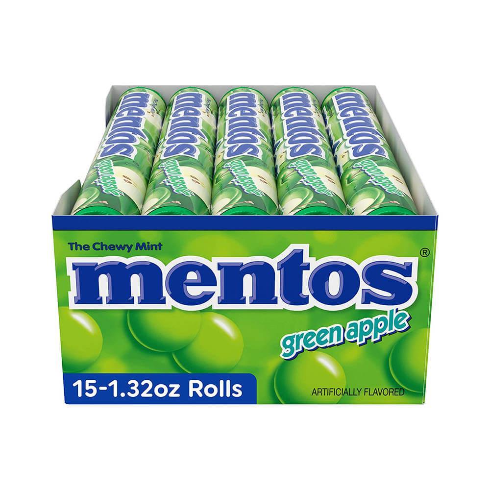 Mentos Candy Rolls - Green Apple: 15-Piece Box - Candy Warehouse
