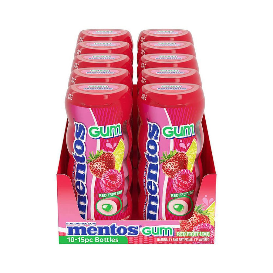 Mentos Sugar Free Gum Packs- Red Fruit Lime: 10-Piece Box - Candy Warehouse