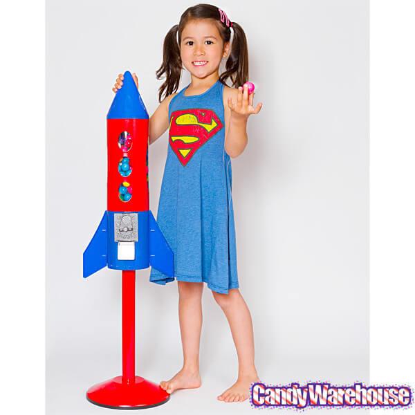 Metal 3-Foot Rocket Gumball Machine with Gumballs - Candy Warehouse