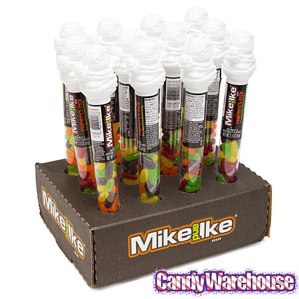 Mike and Ike Mummy Mix Candy Tube Toppers: 12-Piece Display - Candy Warehouse