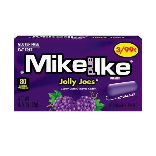 Mike and Ike Candy Jolly Joes Grape Mini Packs: 24-Piece Box