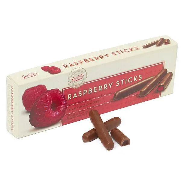 Sweets Raspberry Sticks Milk Chocolate Covered Raspberry Jelly Candy Sticks Packs: 12-Piece Bo ...