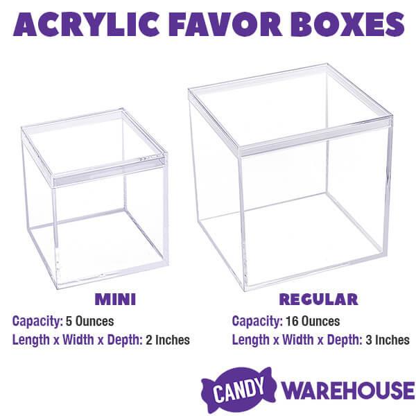 Mini Acrylic Favor Boxes - 5-Ounce Cube with Lid: 12-Piece Set - Candy Warehouse
