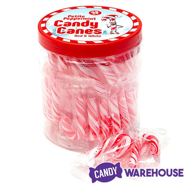 Mini Candy Canes - Red and White: 45-Piece Jar - Candy Warehouse