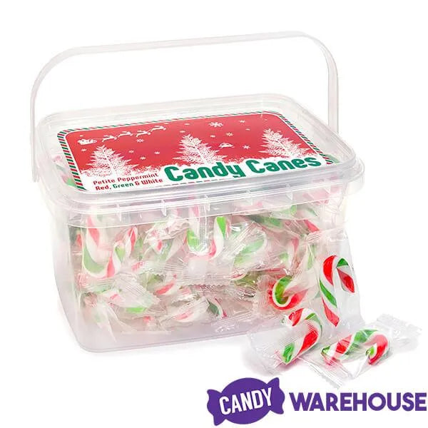 Mini Candy Canes Red, Green, and White 100Piece Tub Candy Warehouse
