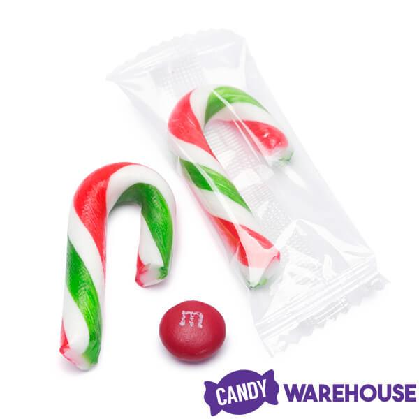 Mini Candy Canes - Red, Green, and White: 45-Piece Jar - Candy Warehouse