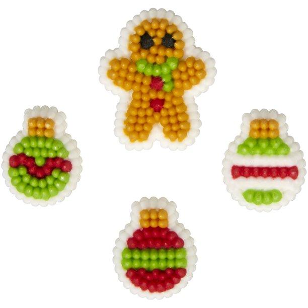 Mini Gingerbread Boy and Ornament Cookie Decorations: 24-Piece Pack - Candy Warehouse