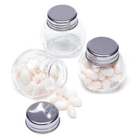 Mini Glass Favor Jars - 1.5-Ounce Candy Jar with Silver Top: 12-Piece Set - Candy Warehouse