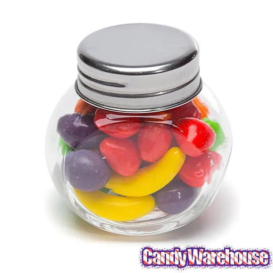 Mini Glass Favor Jars 1.5Ounce Candy Jar with Silver Top 12Piece