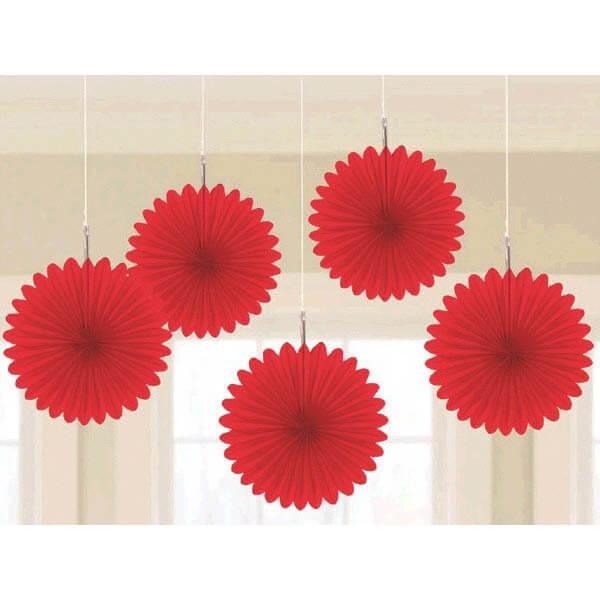 Mini Hanging Fans - Apple Red: 5-Piece Pack - Candy Warehouse