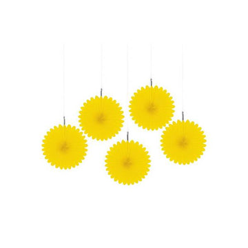 Mini Hanging Fans - Sunshine Yellow: 5-Piece Pack - Candy Warehouse