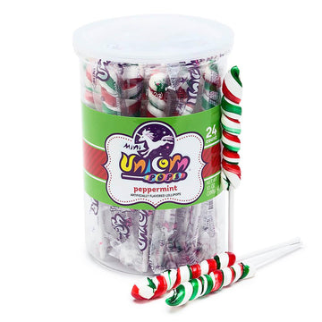 Mini Unicorn Pops Twist Suckers - Christmas: 24-Piece Jar - Candy Warehouse