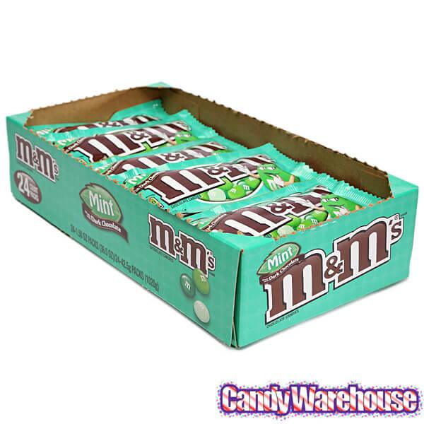 Mint Dark Chocolate M&M's Candy Packs: 24-Piece Box - Candy Warehouse