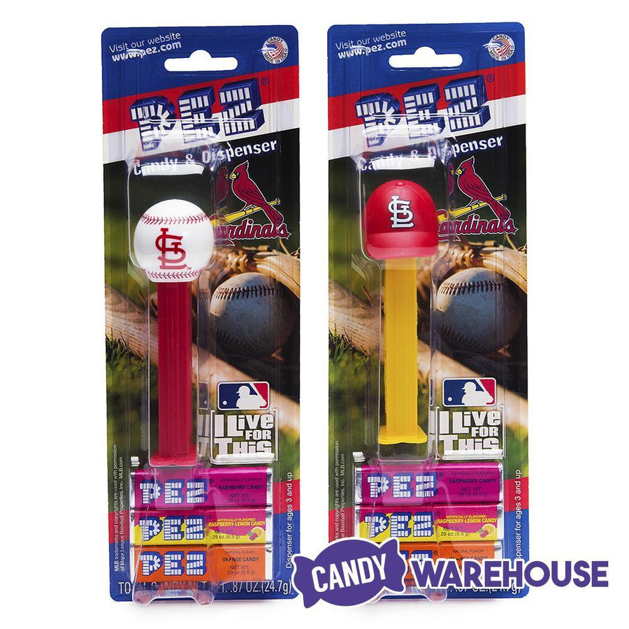 MLB Team Baseball PEZ Candy Packs - St. Louis Cardinals: 12-Piece Box - Candy Warehouse