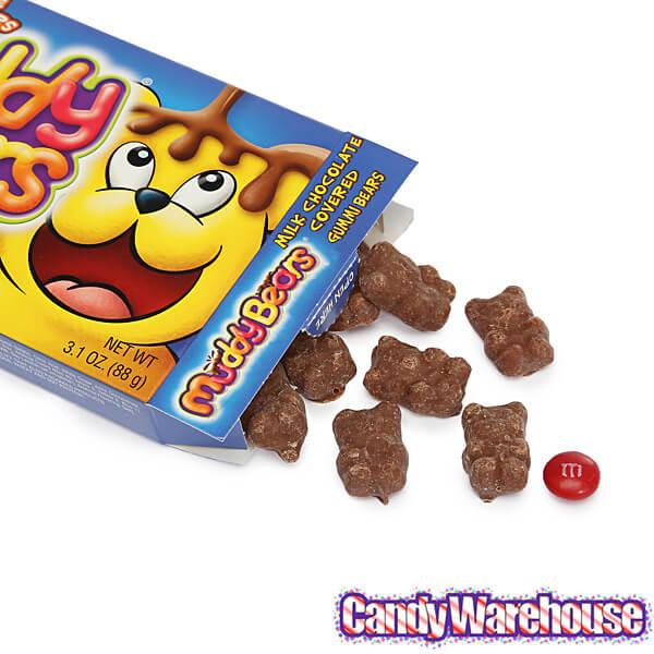 Muddy Bears Chocolate Covered Gummi Bears Theater Size Packs: 12-Piece Box - Candy Warehouse