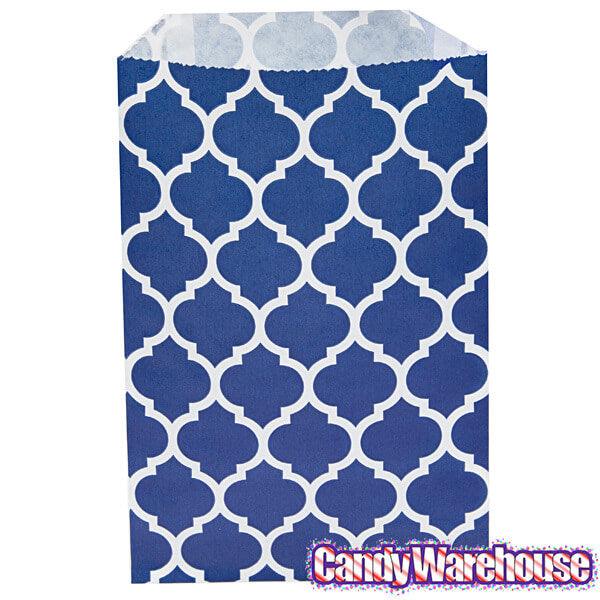 Navy Blue Casablanca Pattern Candy Bags: 25-Piece Pack - Candy Warehouse