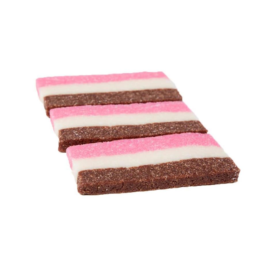Neapolitan 3 Color Coconut Slice Candy Bars: 24-Piece Box - Candy Warehouse