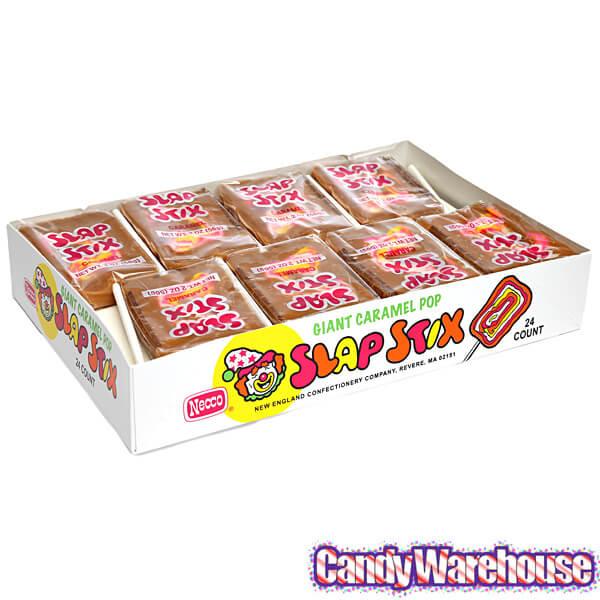 Necco Slap Stix Caramel Pops: 24-Piece Box - Candy Warehouse