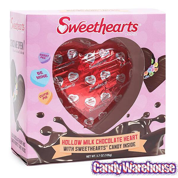 Necco Sweethearts Hollow Milk Chocolate Heart with Classic Candy Hearts - Candy Warehouse