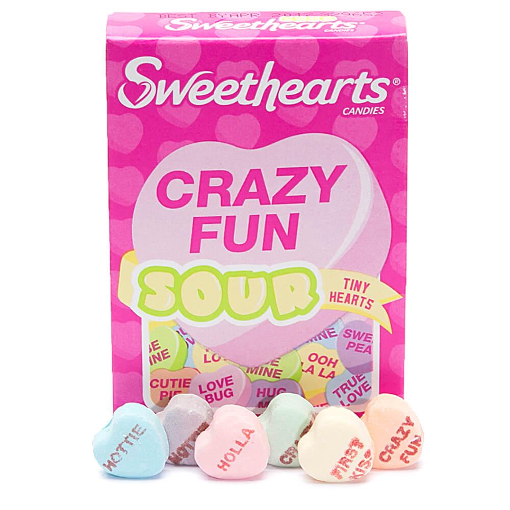 Necco Sweethearts Tiny Conversation Candy Hearts Packs - Sour Flavors: 36-Piece Box - Candy Warehouse