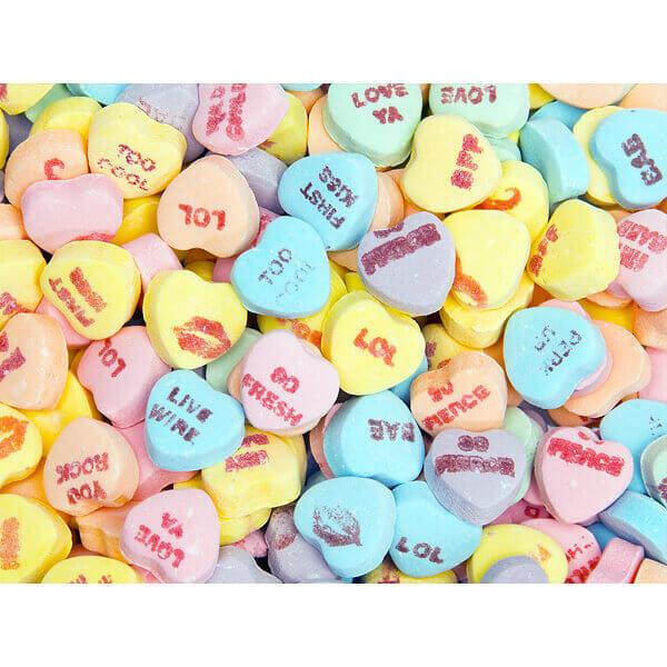 Necco Sweethearts Tiny Conversation Candy Hearts - Sour Flavors: 32LB Case - Candy Warehouse