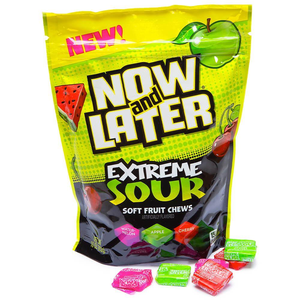 Now and Later Extreme Sour Soft Fruit Chews Candy: 10-Ounce Bag - Candy Warehouse