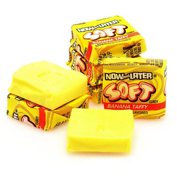 Now and Later Soft Taffy Squares - Banana: 120-Piece Tub - Candy Warehouse