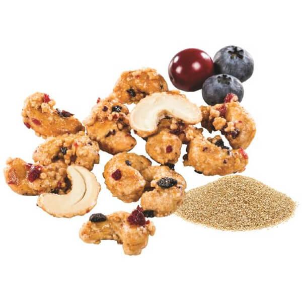 Nut'n But Natural Glazed Cashews with Blueberries, Cranberries & Quinoa: 4-Ounce Bag - Candy Warehouse