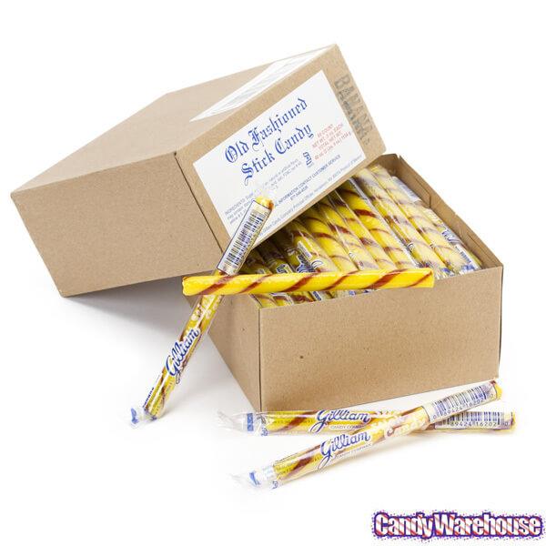 Old Fashioned Hard Candy Sticks - Banana: 80-Piece Box - Candy Warehouse