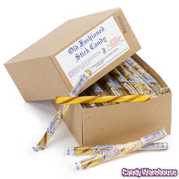 Old Fashioned Hard Candy Sticks - Butterscotch: 80-Piece Box - Candy Warehouse