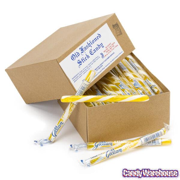 Old Fashioned Hard Candy Sticks - Lemon: 80-Piece Box - Candy Warehouse