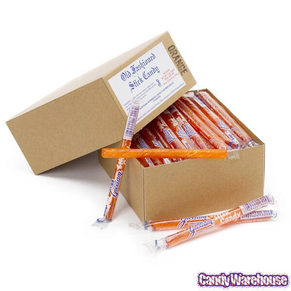 Old Fashioned Hard Candy Sticks - Orange: 80-Piece Box - Candy Warehouse