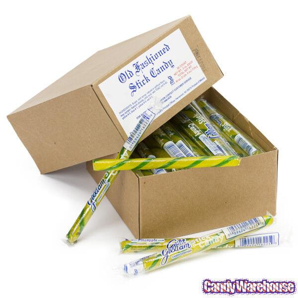 Old Fashioned Hard Candy Sticks - Pineapple: 80-Piece Box - Candy Warehouse