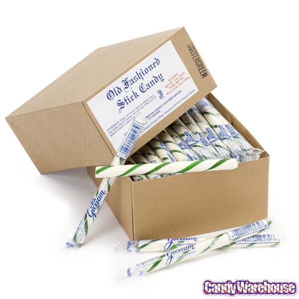 Old Fashioned Hard Candy Sticks - Wintergreen: 80-Piece Box - Candy Warehouse