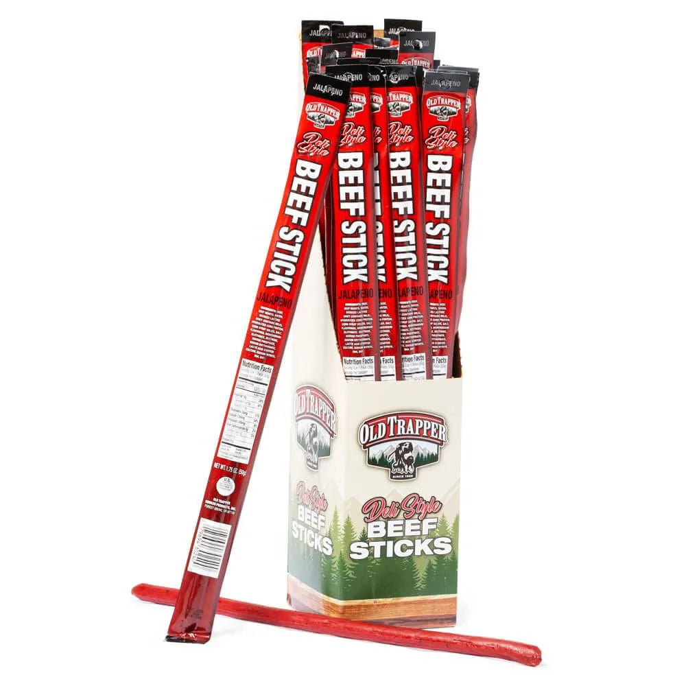 Old Trapper Jalapeno Wrapped Deli Style Beef Sausage Sticks 26Piece