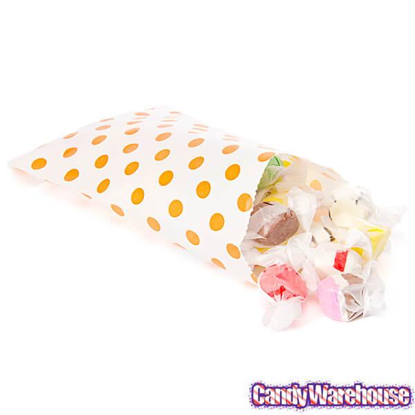 Orange Polka Dot Candy Bags: 25-Piece Pack - Candy Warehouse