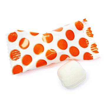 Orange Polka Dots Wrapped Butter Mint Creams: 300-Piece Case - Candy Warehouse
