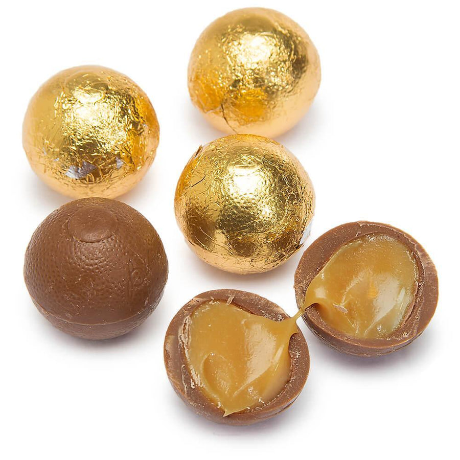 Palmer Foiled Caramel Filled Chocolate Candy Balls - Gold: 5LB Bag - Candy Warehouse