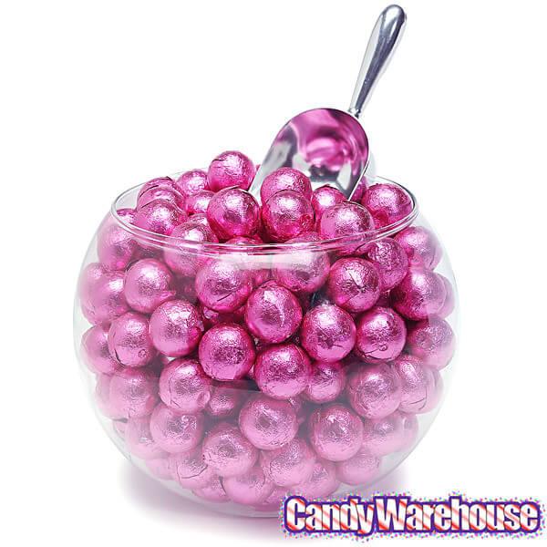 Palmer Foiled Caramel Filled Chocolate Candy Balls - Hot Pink: 5LB Bag - Candy Warehouse