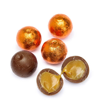Palmer Foiled Caramel Filled Chocolate Candy Balls - Orange: 5LB Bag - Candy Warehouse