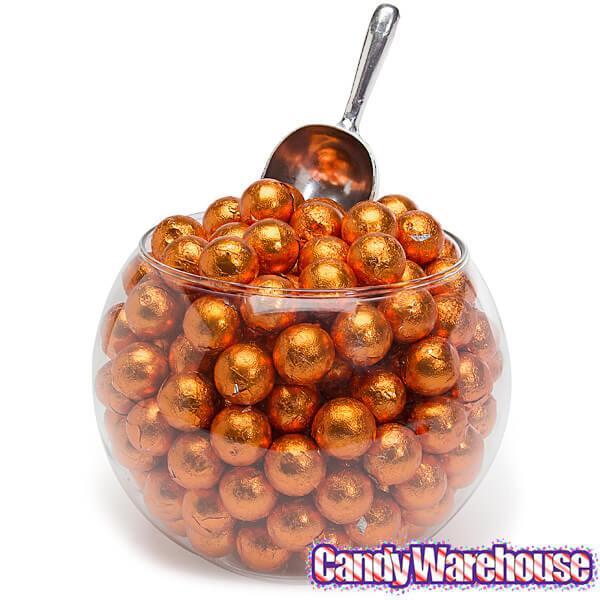 Palmer Foiled Caramel Filled Chocolate Candy Balls - Orange: 5LB Bag - Candy Warehouse
